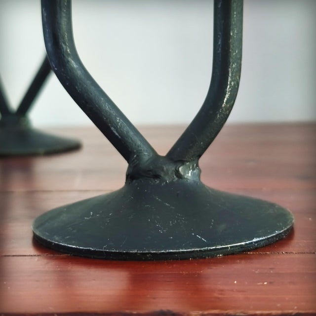 Postmodern Brutalist Wrought Iron Candlesticks by Hysteria Design, France, 1980s, Set of 2 For Sale - Image 15 of 18