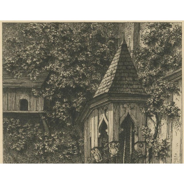 Armand Queyroy, Courtyard Well with Washerwoman and Girl, 1875, Etching For Sale - Image 4 of 9