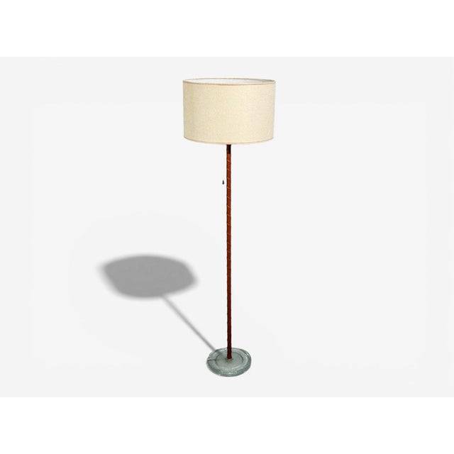 Falkenbergs Belysning, Floor Lamp, Leather, Glass, Sweden, 1960s For Sale - Image 4 of 10