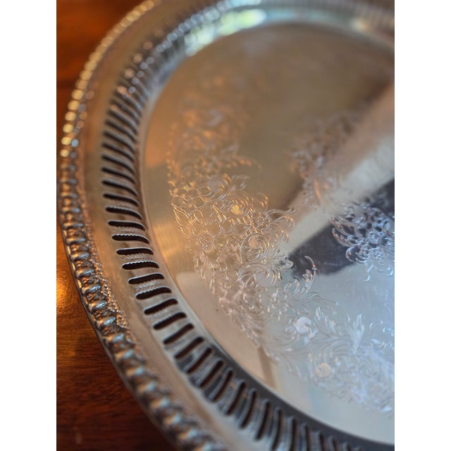 Metal Vintage Wilcox International Silver Brandon Hall 7572b Round Platter Tray For Sale - Image 7 of 10