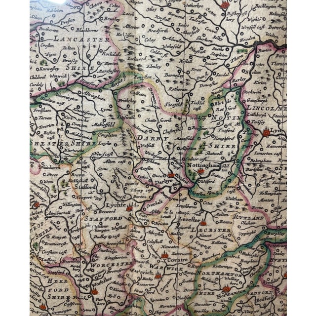 Rare Antique Hand Colored European Map Kingdom of England Janssonius 1642 2sided For Sale - Image 4 of 18