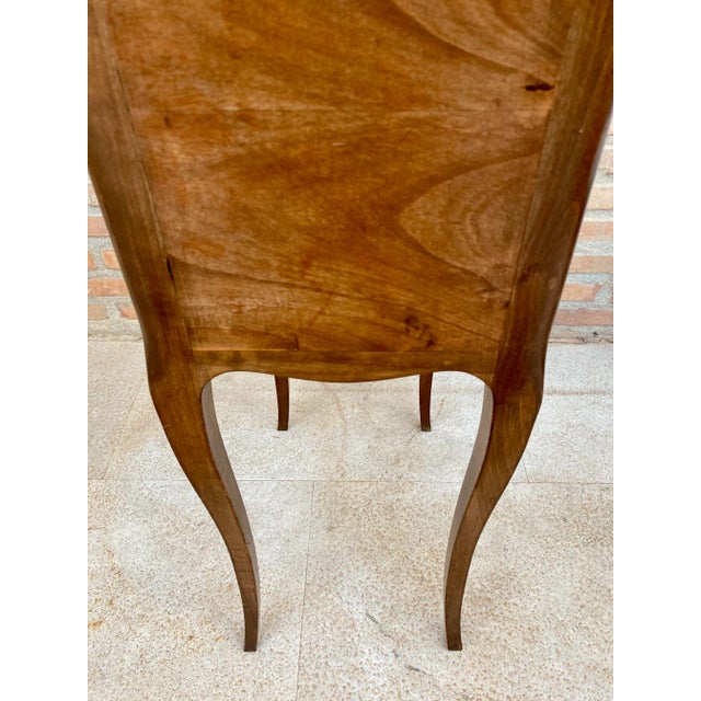 French Walnut Nightstands with Drawer & Open Shelf, 1950s, Set of 2 For Sale - Image 11 of 17