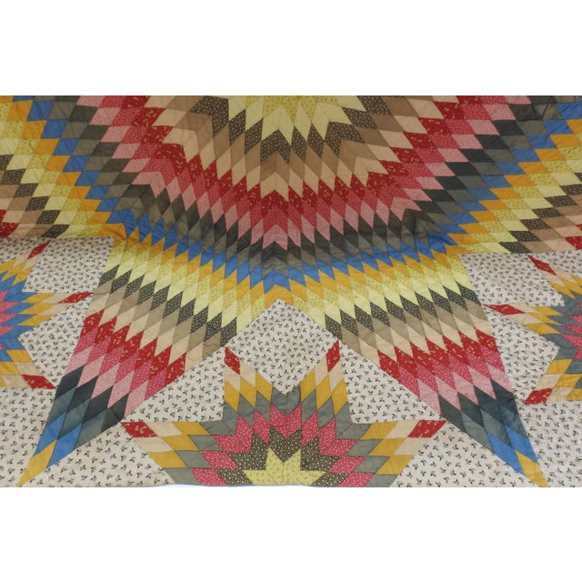 Vintage Handmade Star Quilt For Sale - Image 4 of 11