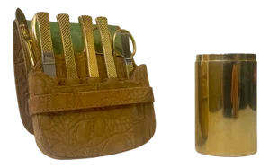 Midcentury Gold Plated Manicure Set by Gosol Sollingen, 1970s, Set of 10