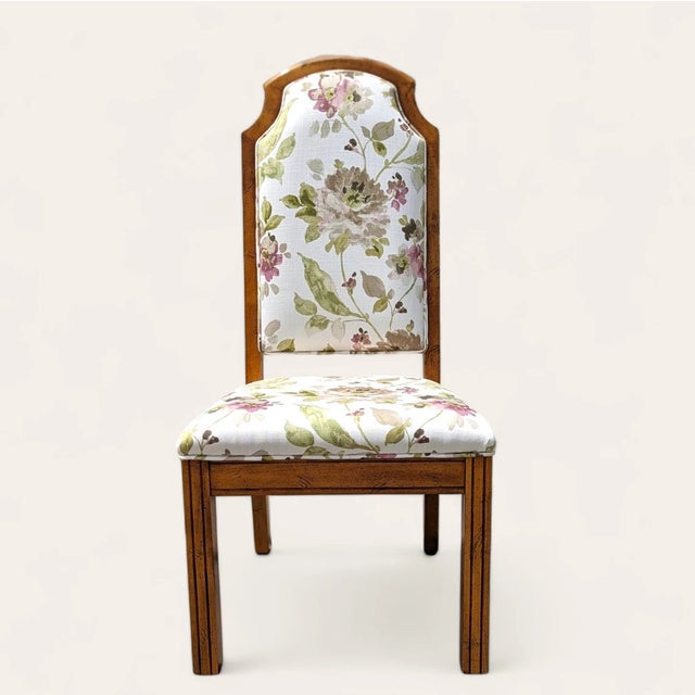 Vintage Hollywood Regency Floral Upholstered Dining Chairs, 1970s, Mid-Century Modern, Mid-Century For Sale In Los Angeles - Image 6 of 10