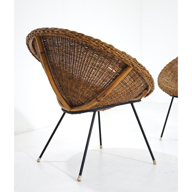 Mid-Century Modern Wicker Armchairs by Design Italia, 1950s, Set of 2 For Sale - Image 9 of 18