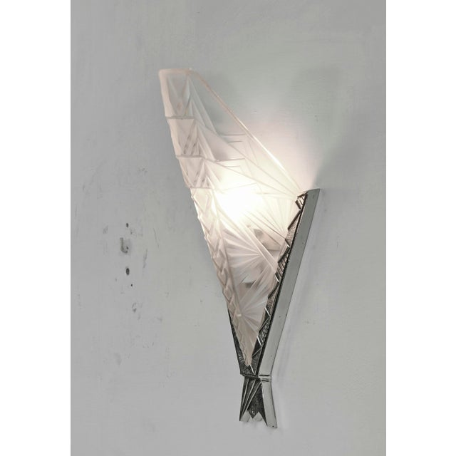 Silver Pair of 1930s French Art Deco Wall Sconces by Ejg & Monix - 3 Pairs Available For Sale - Image 8 of 10