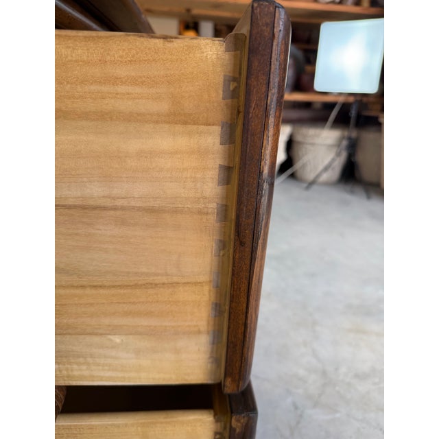 Vintage Chinese Faux Bamboo Two-Drawer Nightstand With Bronze Bamboo Relief Panels For Sale In Miami - Image 6 of 12