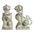 Vintage Celadon Foo Dogs, Pair of Chinese Guardian Lion Figurines, Distressed Green Decorative Statues For Sale