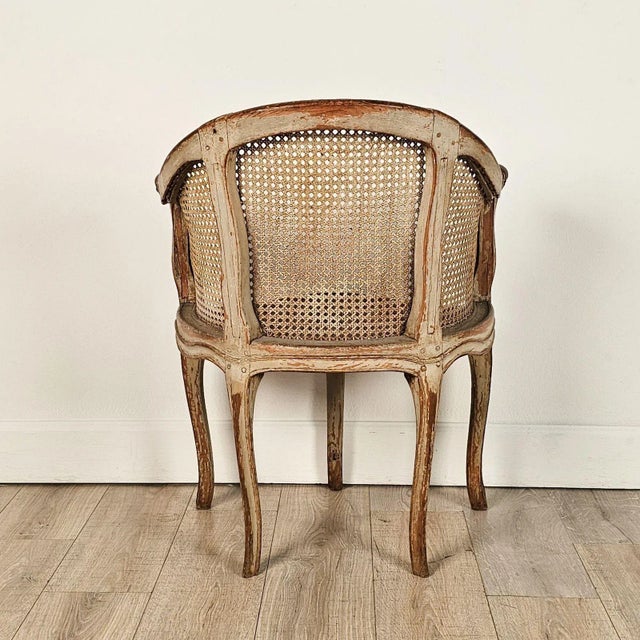 Louis XV Part Painted and Caned Desk Chair For Sale - Image 4 of 12