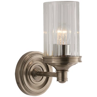 Alexa Hampton for Visual Comfort Signature Ava Single Sconce in Antique Nickel with Crystal For Sale