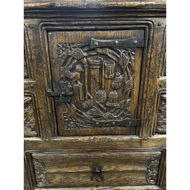 Antique Chest of Drawers in Black Forest Carved Oak, 1800s For Sale - Image 4 of 10