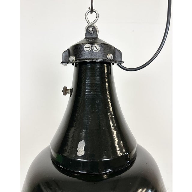 Industrial Black Enamel Bauhaus Pendant Lamp, 1930s For Sale - Image 4 of 18