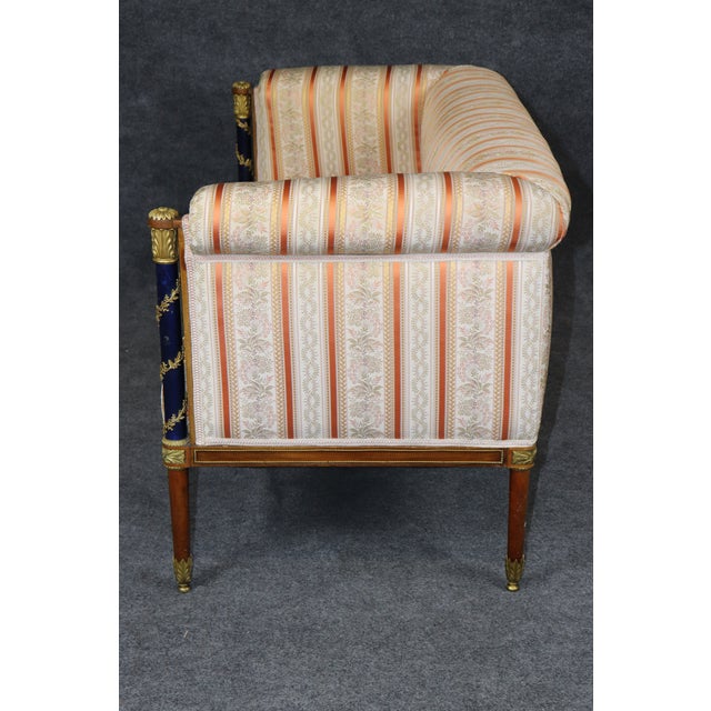 Bronze 19th C French Louis XVI Adam Weisweiler Style Bronze Mounted Settee For Sale - Image 8 of 18