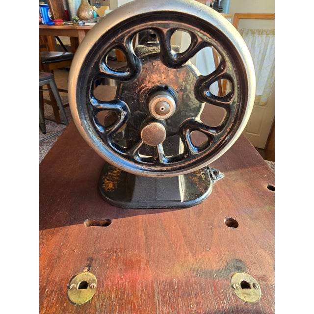 Antique German Treadle Sewing Machine “Favorite” With Locking Cover & Key For Sale - Image 10 of 10