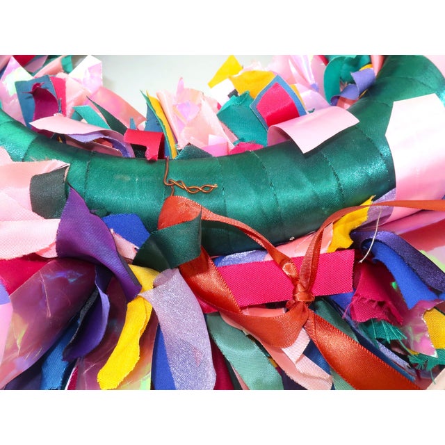 Ribbon Christmas Holiday Wreath, 1980's For Sale - Image 9 of 10