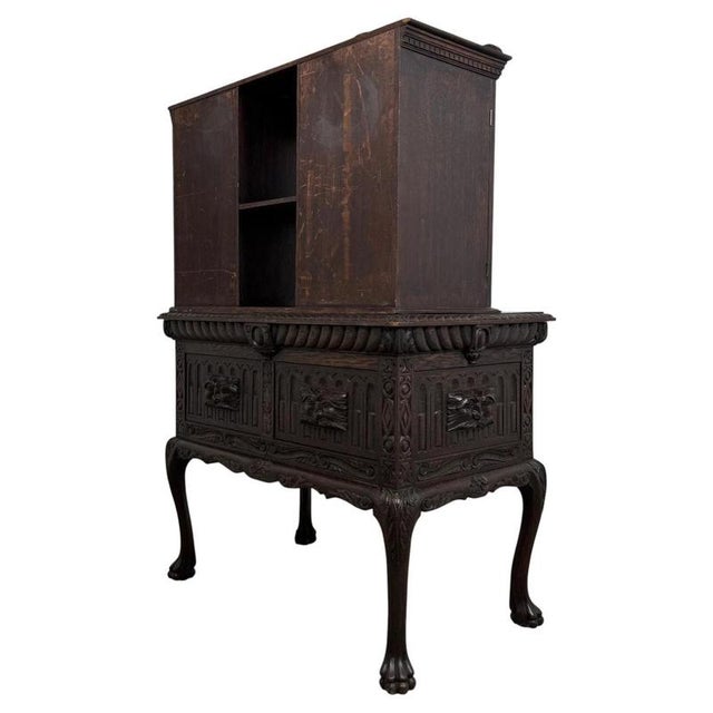 19th Century English Carved Oak Cabinet For Sale - Image 12 of 13