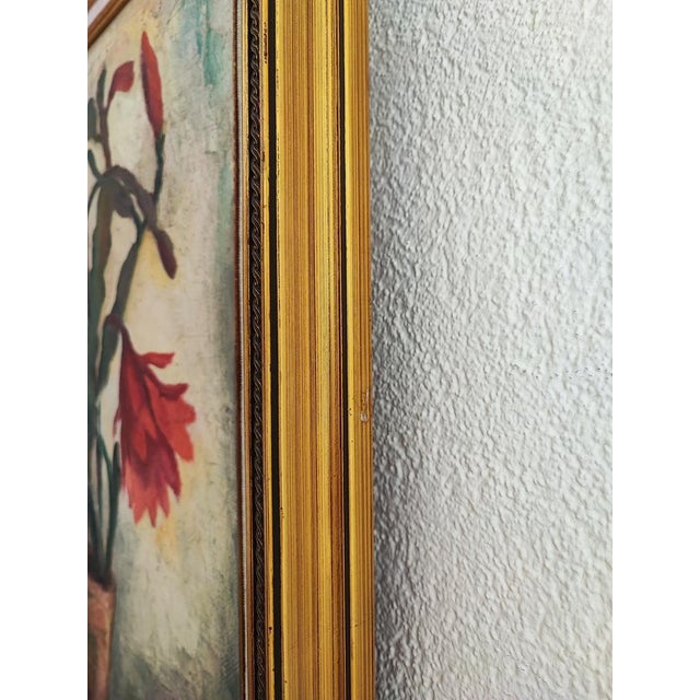 Arne Siegfried, Cactus en fleurs, Oil on Wood, Framed For Sale - Image 8 of 10