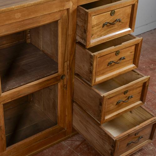 Low Sideboard in Wood and Glass For Sale - Image 6 of 9