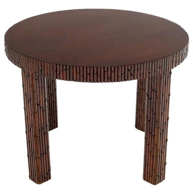 1970s Mid-Century Modern Faux Bamboo Round Occasional Table For Sale - Image 13 of 13