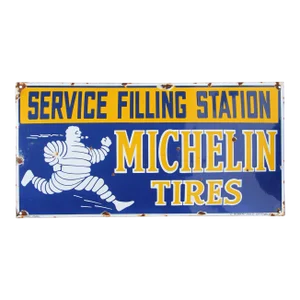1920s Michelin Tires Sign, Service Filling Station, C. Robert Dold (Ferro-Email), Offenburg, German