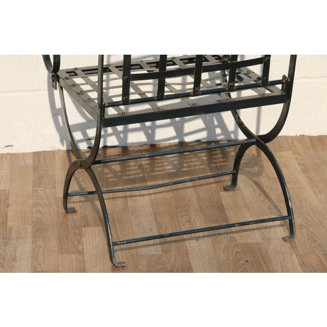 1970s Pair of Hervé Baume French Wrought Iron Folding Patio Chairs | Outdoor Garden Armchairs | France 1970s For Sale - Image 5 of 18