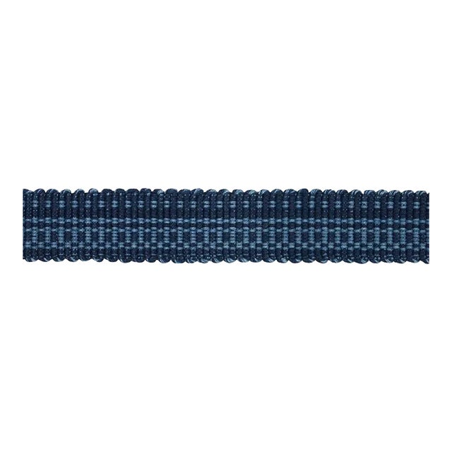 Schumacher Cotton Strie Tape Narrow In Indigo 1/2" For Sale