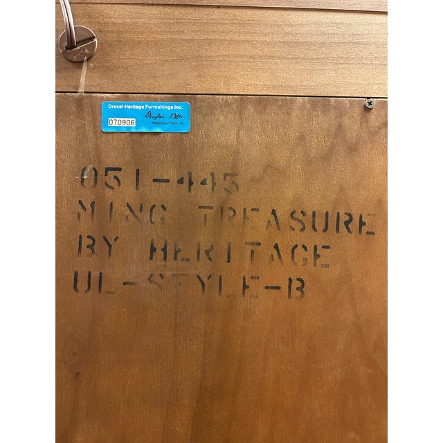 Brass Drexel Heritage Ming Treasure Chinoiserie Style Mahogany Hutch For Sale - Image 8 of 8