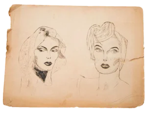 1930s Glamour Charcoal Drawing