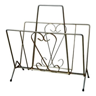 Vintage Gold Heart Magazine Rack, 1950s For Sale