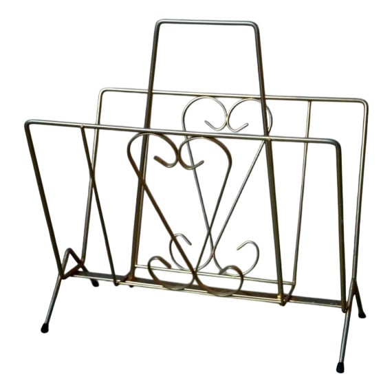 Vintage Gold Heart Magazine Rack, 1950s For Sale