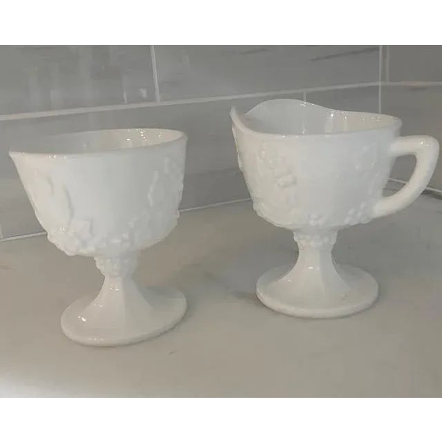 Shabby Chic Vintage Mid 20th Century Indiana Glass Company Sugar and Creamer - Set of 2 For Sale - Image 3 of 6