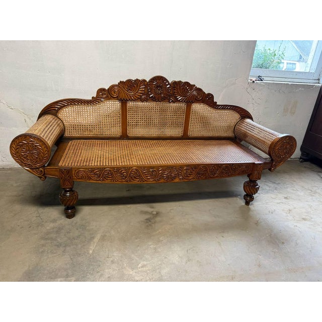 Pair of Matching British Colonial Cane Settees For Sale - Image 13 of 18