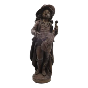 Mid 20th Century Replicated Violin Player in Bronze Afer Adolph Maubach