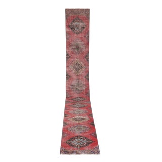1960s Vintage Turkish Oushak Extra Long and Wide Runner - Stair Tread For Sale