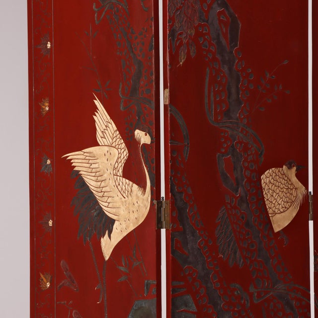 Wood A Chinese 10-Panel Folding Screen, C. 1940. For Sale - Image 7 of 9