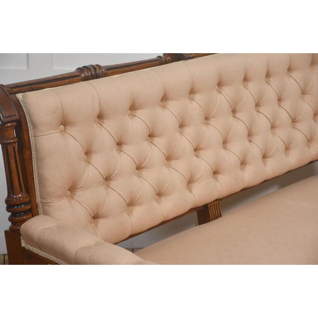 Metal 19th Century Walnut and Fabric Settee For Sale - Image 7 of 14