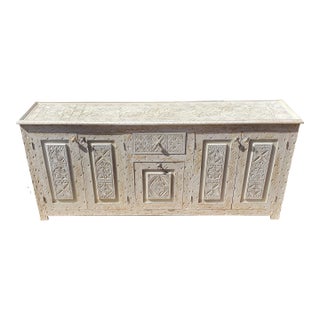 White Wash Hand Made Moroccan Berber Style Wooden Sideboard For Sale