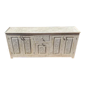 White Wash Hand Made Moroccan Berber Style Wooden Sideboard