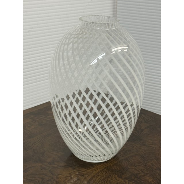 Whirling White Spiral Vase For Sale - Image 4 of 12