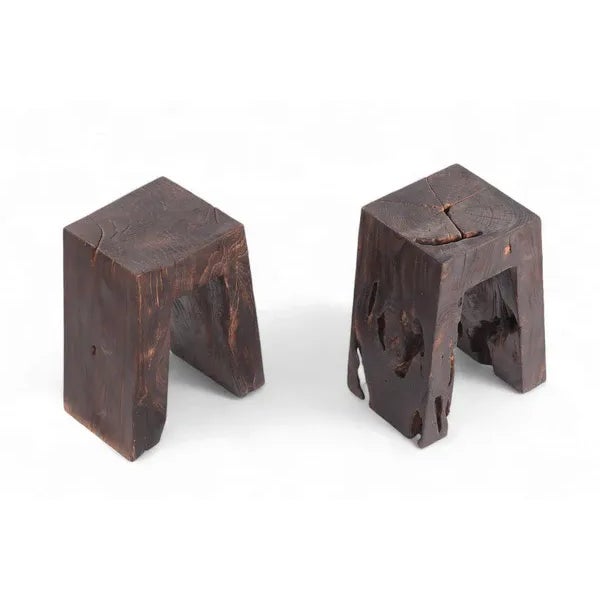 This pair natural teak root sculpture is carefully selected and hand carved from 2 one piece reclaimed teak roots. This...