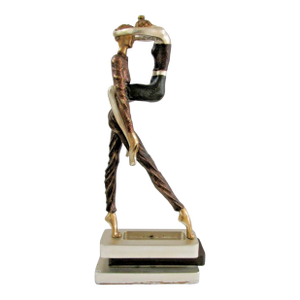 Vintage Artmax Dancing Couple Sculpture on Tiered Base Fluid Stylized 26.5" Tall