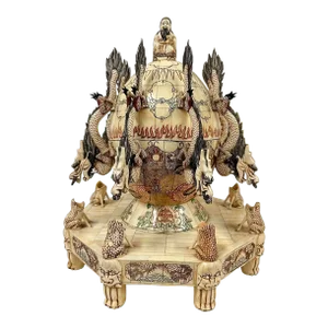Early 20th Century Chinese Faux Ivory Carved Earthquake Detector, Seismograph