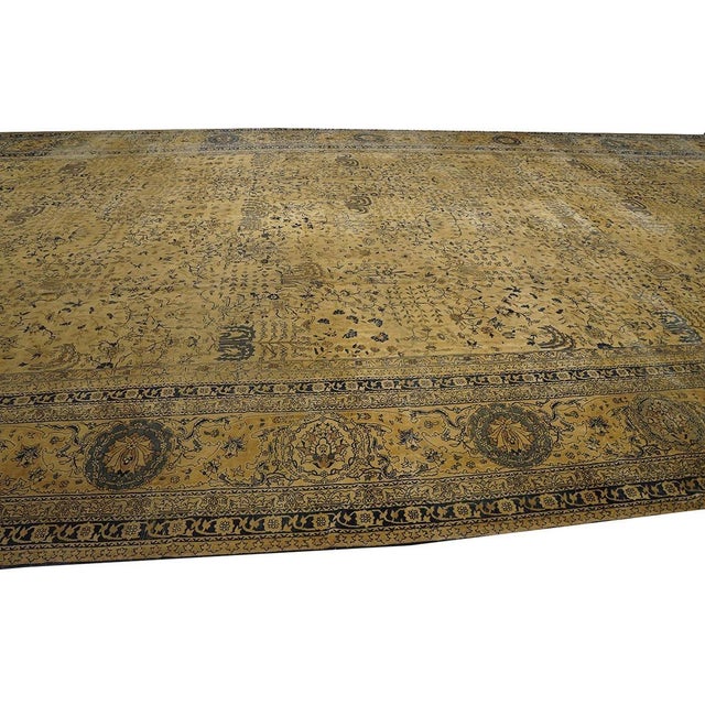 Early 20th Century Extraordinary Beige Background Color With Delicate Details Floral Design Antique Indian Lahore Rug For Sale - Image 5 of 8