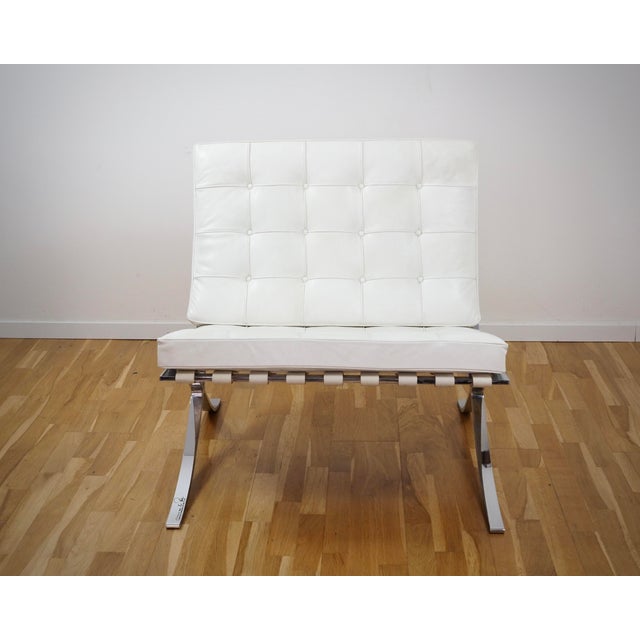 Metal Barcelona Chair in Leather by Ludwig Mies Van Der Rohe for Knoll International For Sale - Image 7 of 13