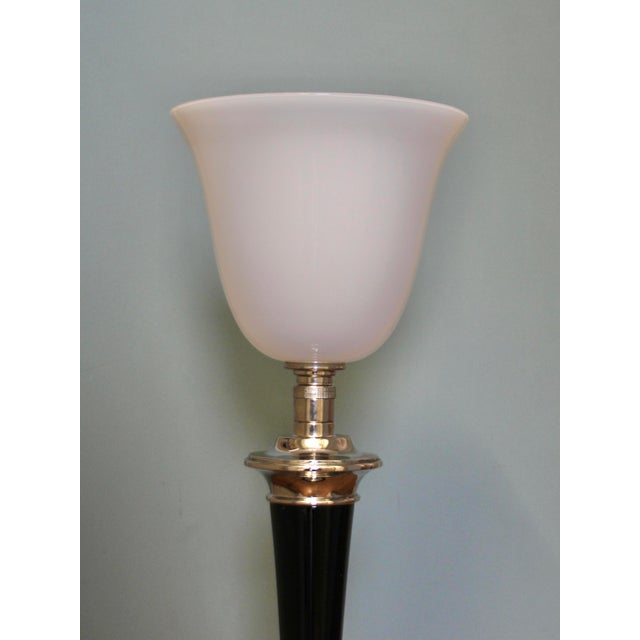 French Art Deco Table Lamp in Black Wood and Silver Metal from Mazda, 1920s For Sale - Image 11 of 16