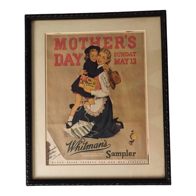 1951 Whitman's Candy Samplers Costume Frame Mom & Child Print Advertising For Sale
