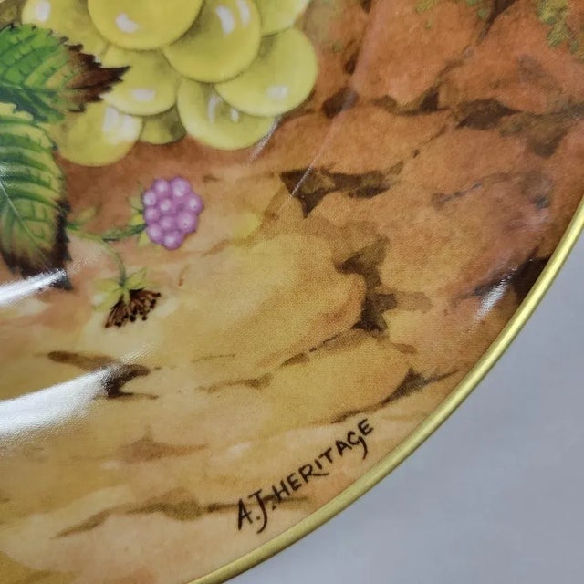 Green A.j. Heritage Rochard 10" Limoges France Decorative Fruit Plates, Set of 6 For Sale - Image 8 of 9