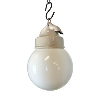 Vintage White Porcelain Pendant Light, 1970s For Sale