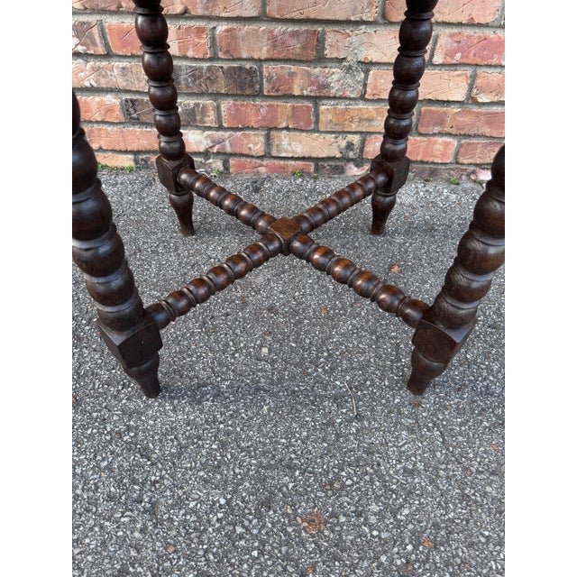 Wood Antique English Bobbin Twist Side Table For Sale - Image 7 of 10